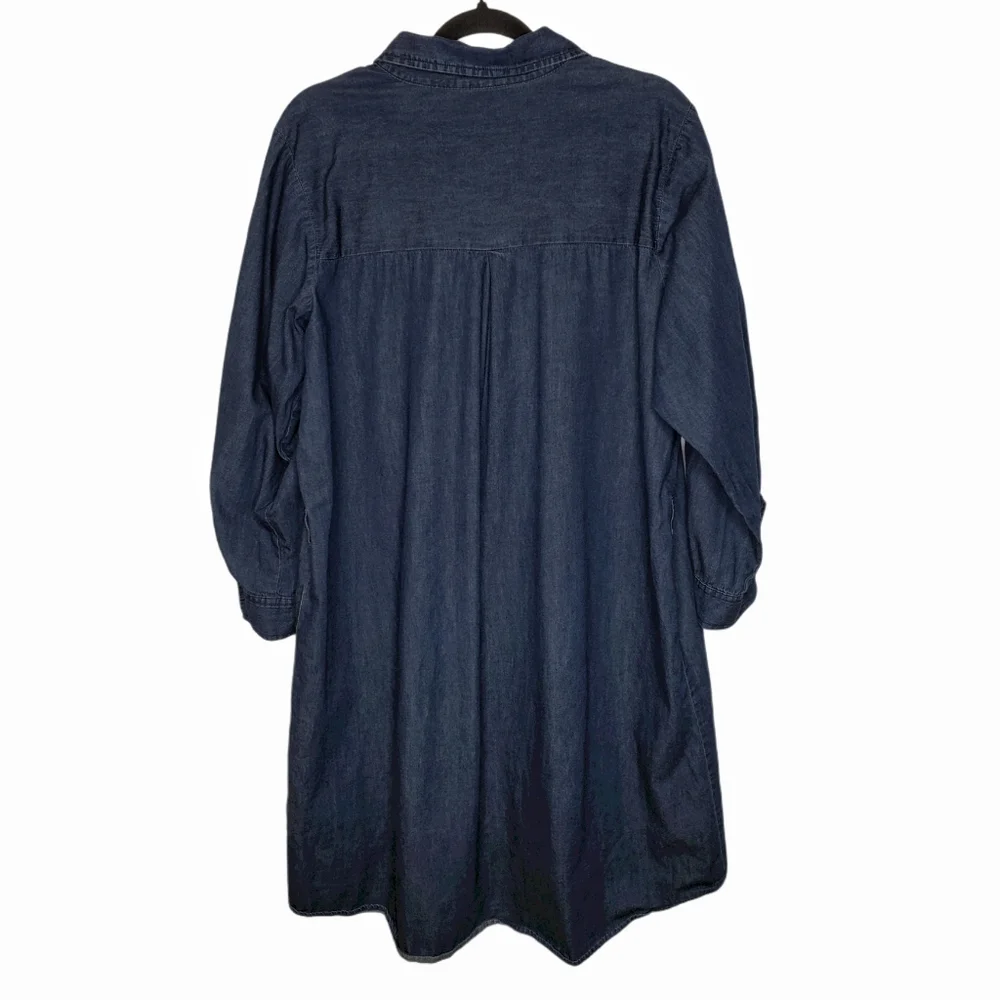 New Look Chambray Dress Dark Wash Tab Sleeve - Picture 3 of 6